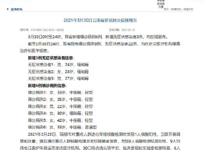 【云南省疫情最新消息多少例了·云南省疫情最新报道】