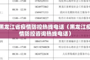 黑龙江省疫情防控小组电话，一条热线，千万家庭的安心线